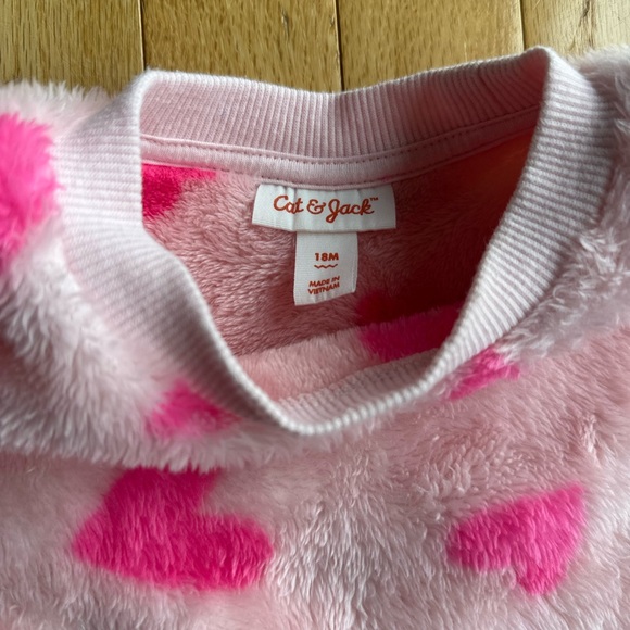 Cat & Jack Pink Heart Fleece Sweatshirt - Picture 2 of 3